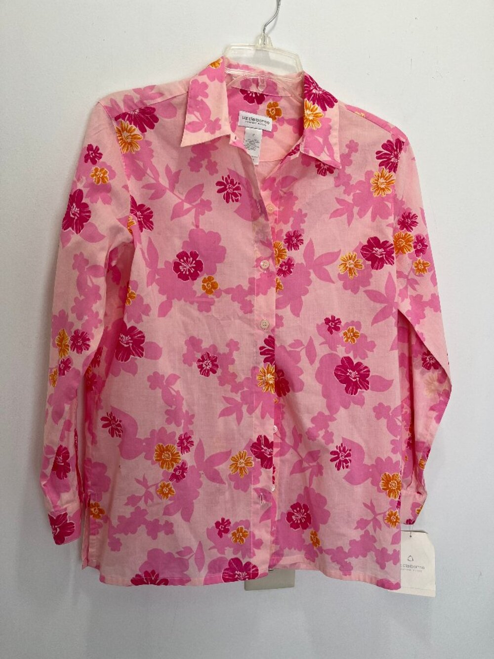 Liz Claiborne Lizsport Petite P Womens Floral Long Sleeves Shirt New